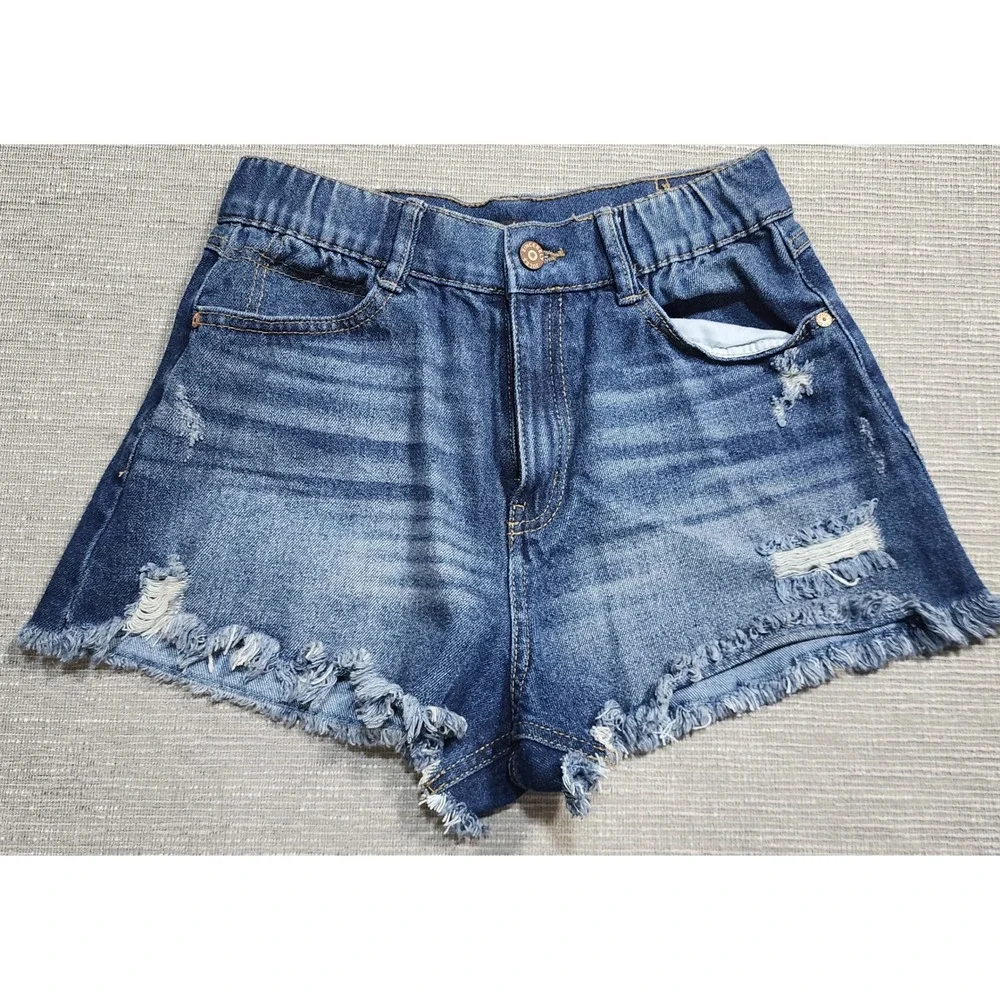 Sincerely Jules Womens Distressed‎ Denim Shorts Medium Wash High Rise Size 9/29